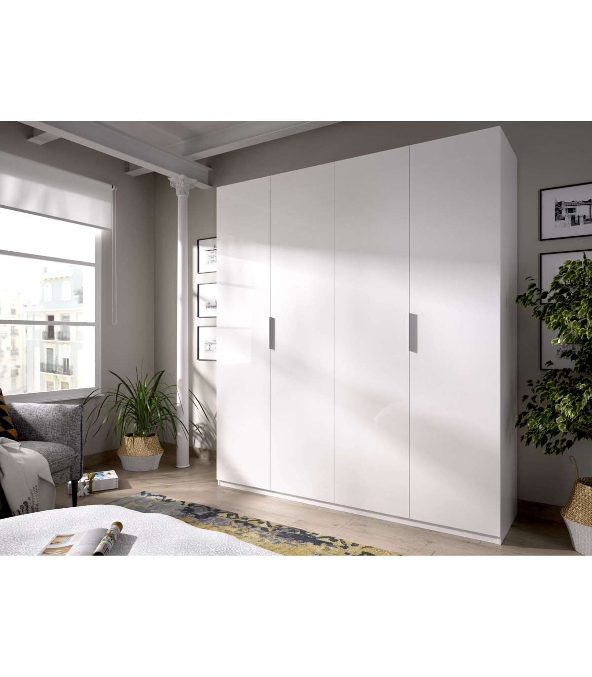 Armario Ropero Lucia Puertas Abatibles Acabado Blanco 204 Cm(alto)180 Cm(ancho)52 Cm(largo_0
