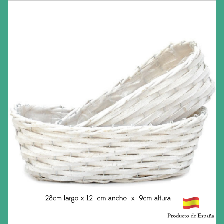 Cesta Blanca Ovalada 28 X 12 X 9 Cm_1