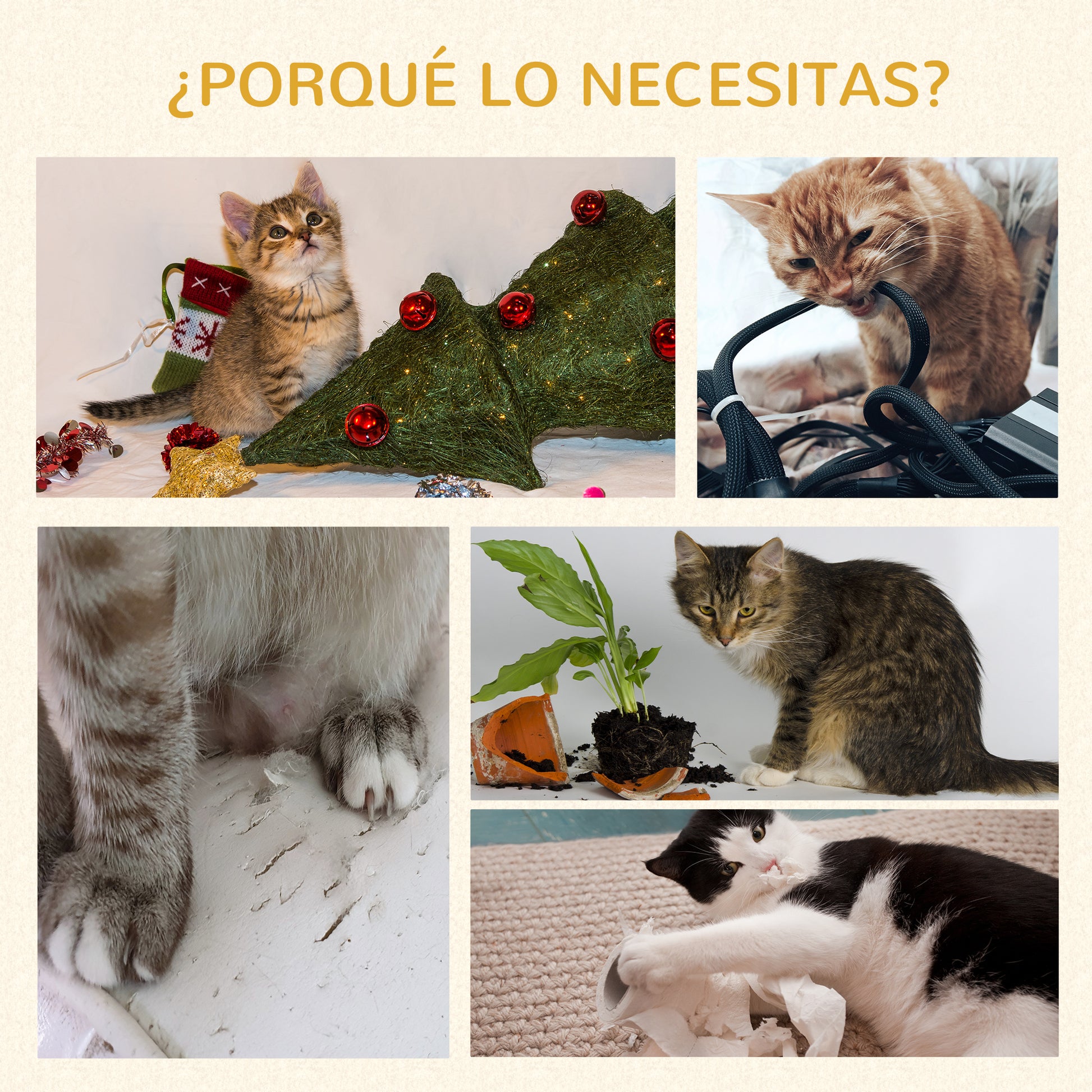 Pawhut Árbol Rascador Para Gatos Altura 75 Cm Con 3 Camas Cojines Totora Postes_5