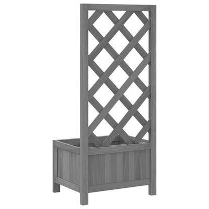 Jardinera Con Enrejado Gris 40x30x90 Cm Madera Maciza De Abeto_5