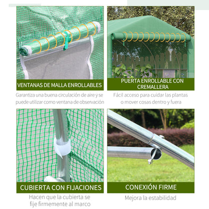 Outsunny Conjunto De Invernadero De Túnel Y Cubierta De Repuesto 3,5x3x2 M Verde_5