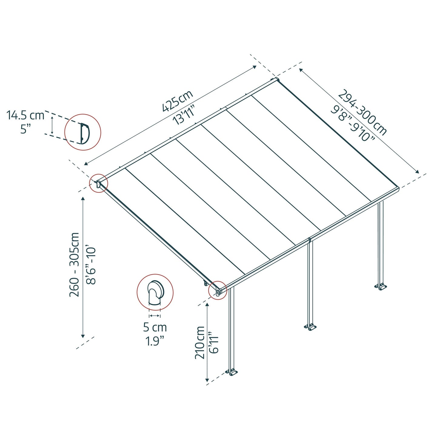 Pérgola anexa Feria 425x294 cm 