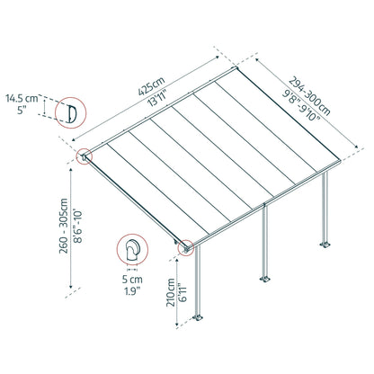 Pérgola anexa Feria 425x294 cm 