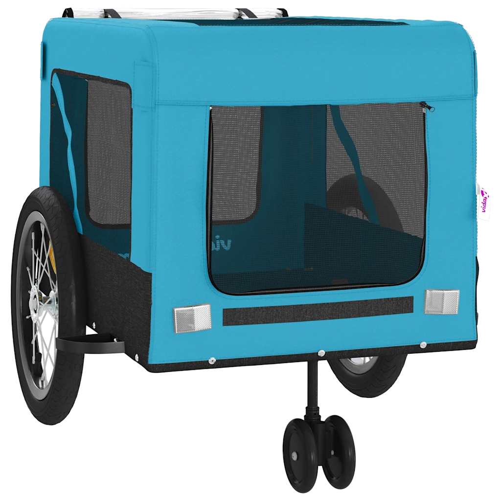 Remolque De Bicicleta Mascotas Hierro Tela Oxford Azul Negro_5