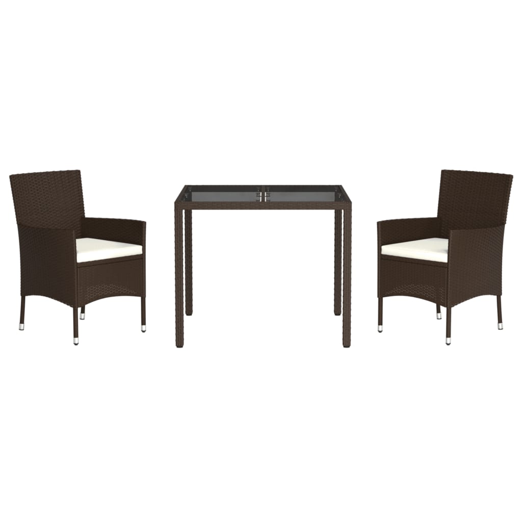 Vidaxl Set Comedor De Jardín 3 Piezas Y Cojines Ratán Sintético Marrón_0