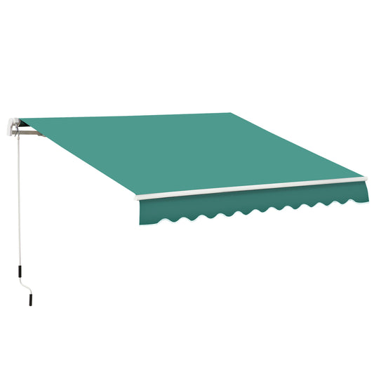 Toldo Manual Retráctil Outsunny Poliéster, Aluminio Verde 295x245x151.5 Cm_0