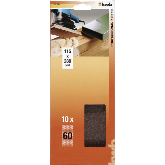 10 lixas para lixadora orbital 115 x 280 mm KWB