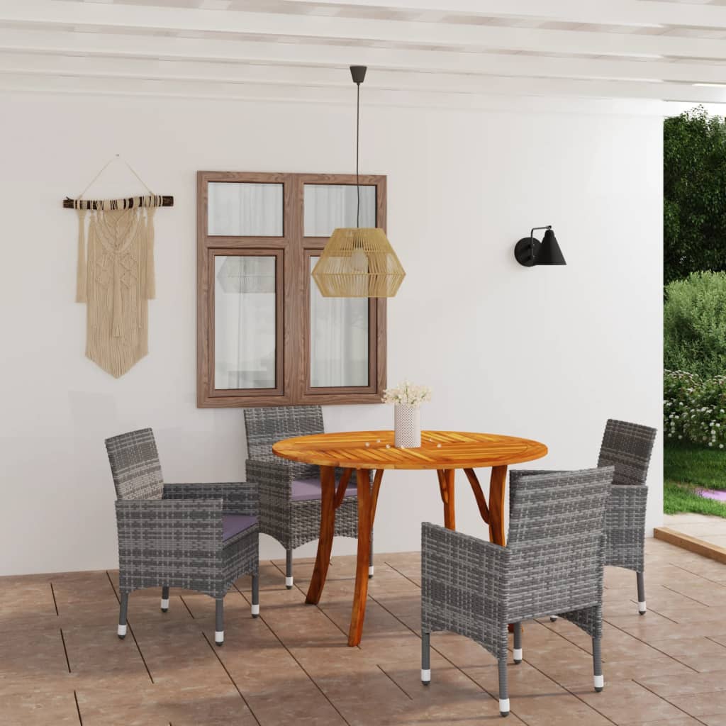 Juego De Comedor Para Jardín De 5 Piezas Gris / Vetonek_4