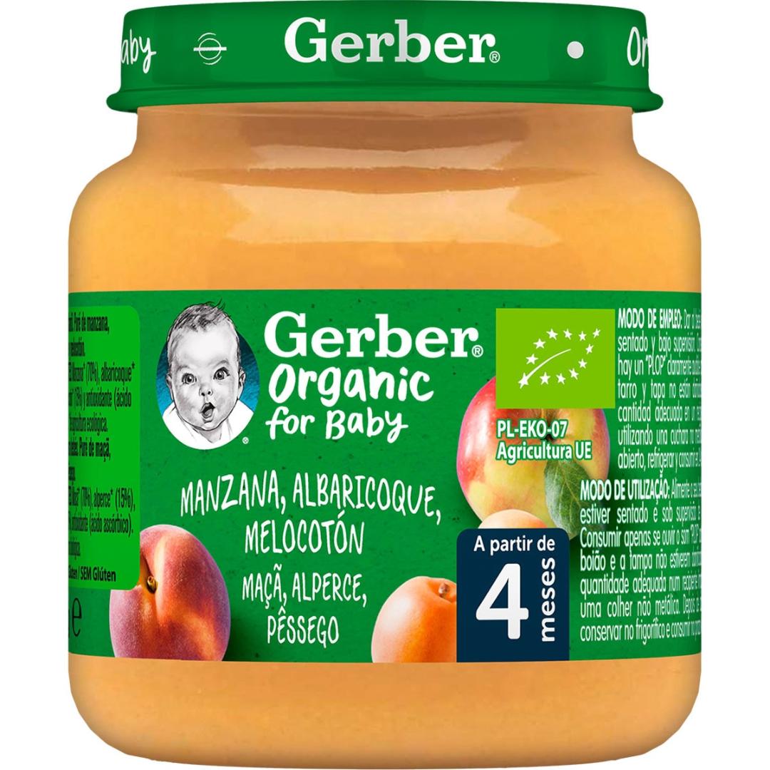 Gerber Baby Puré de fruta biológico com maçã, alperce e pêssego 125g