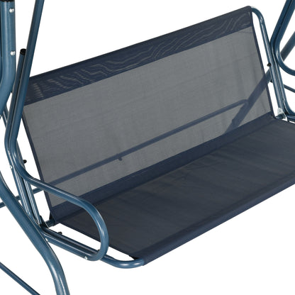 Outsunny Columpio De Jardín Con Toldo Ajustable En Ángulo 170x110x153 Cm Azul_3