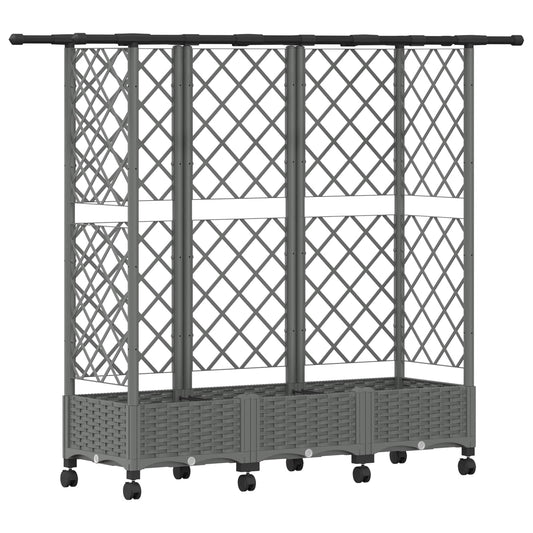 Cama Elevada Con Trellis Y Techo Gris Claro 164 X 40 X 127 Cm_0