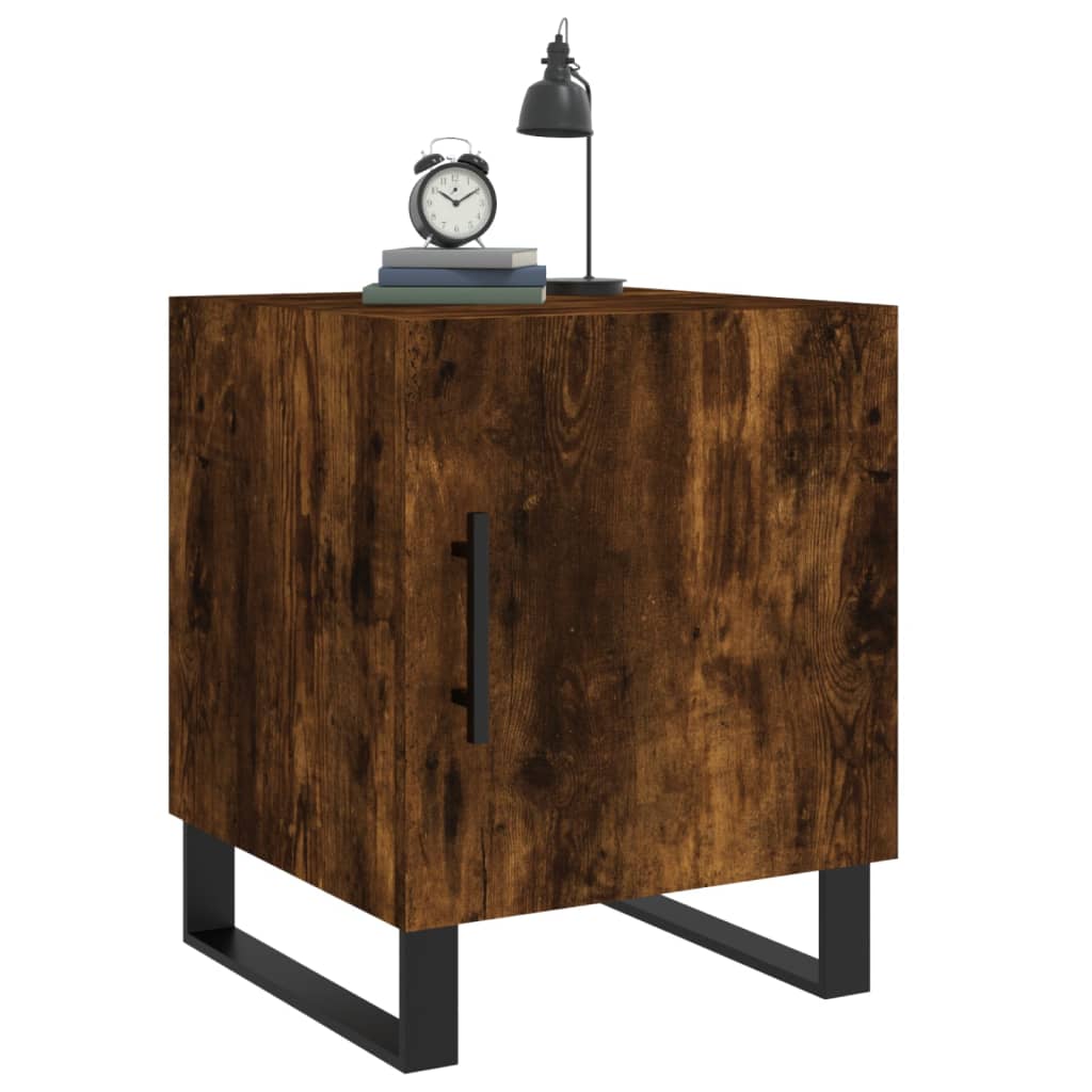Mesita De Noche Madera De Ingeniería Roble Ahumado 40x40x50 Cm_2