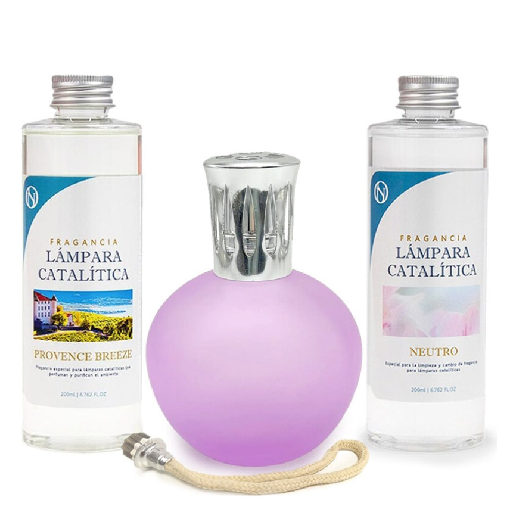 Pack Ahorro Lámpara Catalítica Fucsia Mate + Fragancia Provence Breeze 500ml + Limpiador Neutro 200ml + Mecha Repuesto_0