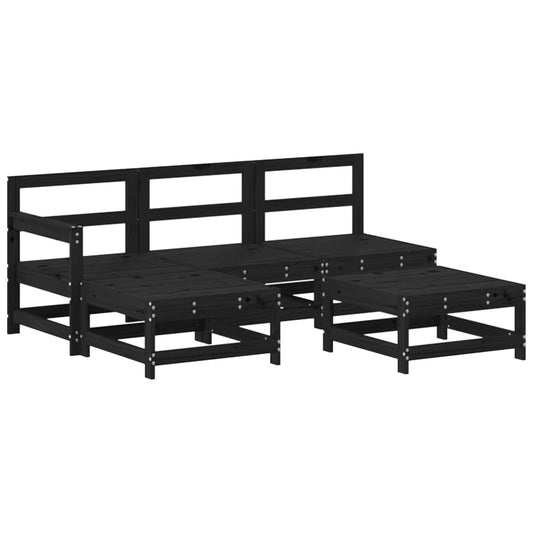 Vidaxl Juego De Sofás De Jardín 5 Piezas Madera Maciza De Pino Negro_0