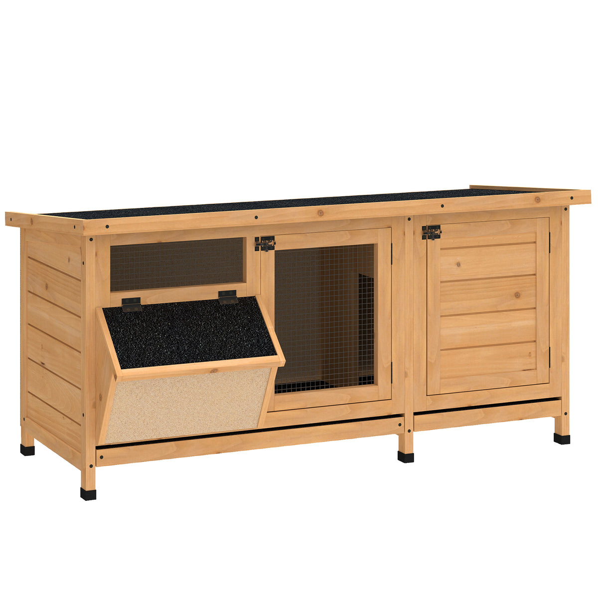 Conejera De Exterior Pawhut Madera De Abeto Amarillo 112x50x54 Cm_0