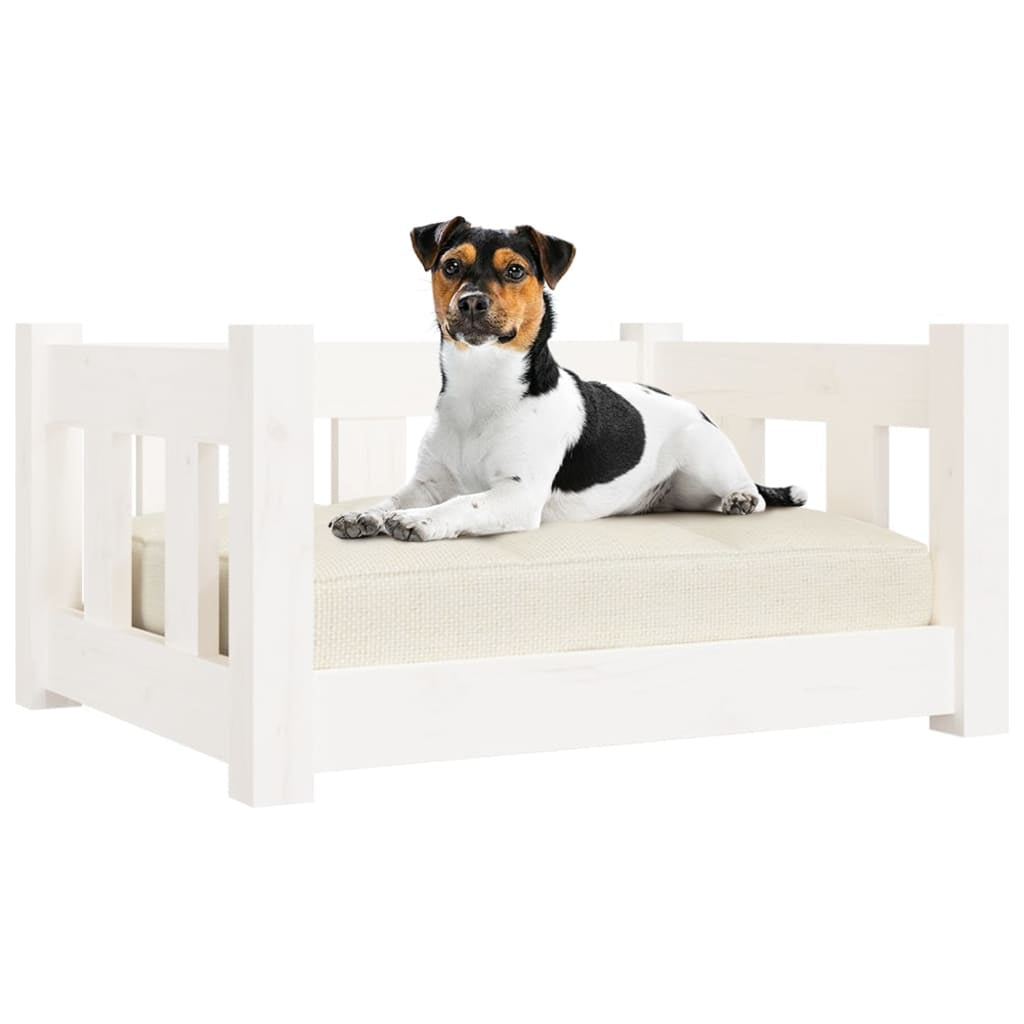 Vidaxl Cama Para Perros Madera Maciza De Pino Blanca 55,5x45,5x28 Cm_4