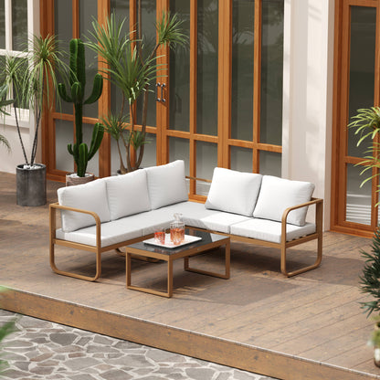 Outsunny Conjunto De Jardín Exterior De 3 Piezas Con Cojines Crema_1