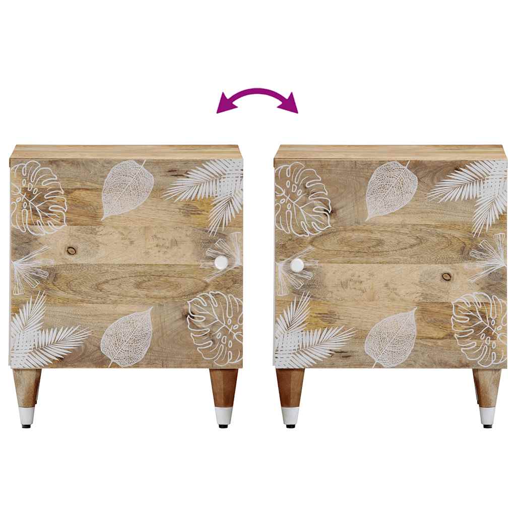 Mesita De Noche De Madera Maciza De Mango 40x33,5x46 Cm_4