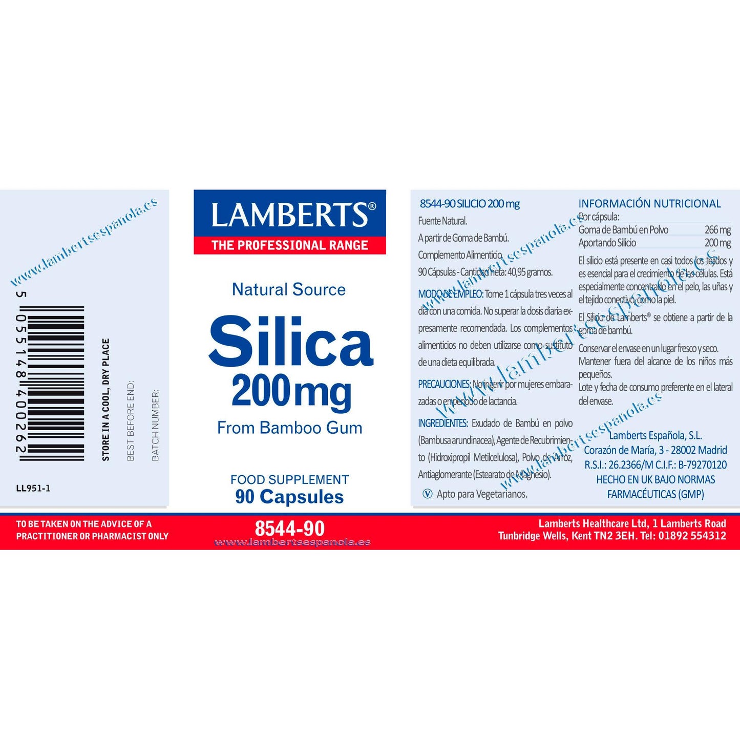 Silício 90 cápsulas Lamberts 200mg
