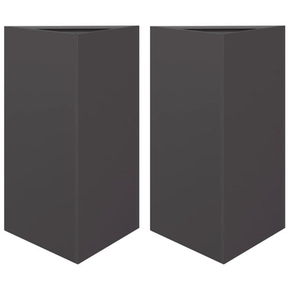 Jardineras Triangulares 2 Uds Acero Negro 50x43x75 Cm_0