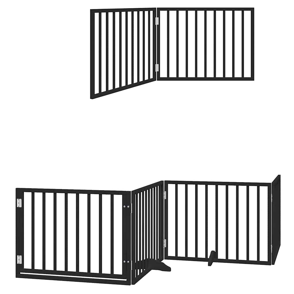 Vidaxl Puerta De Perros Plegable 12 Paneles Madera Álamo Negra 960 Cm_2