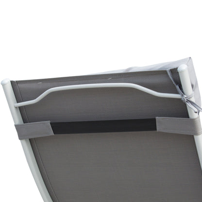 Outsunny Tumbona Plegable De Jardín Con Respaldo Ajustable En 7 Posiciones Gris_3