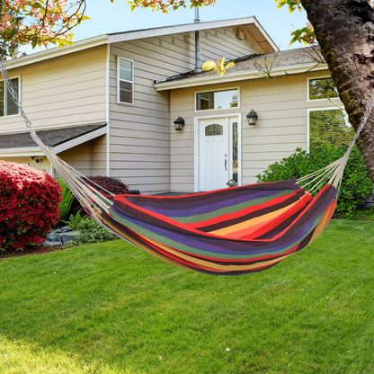 Outsunny Hamaca Doble De Algodón Portátil 290x150 Cm Carga 120 Kg Para Acampar_1