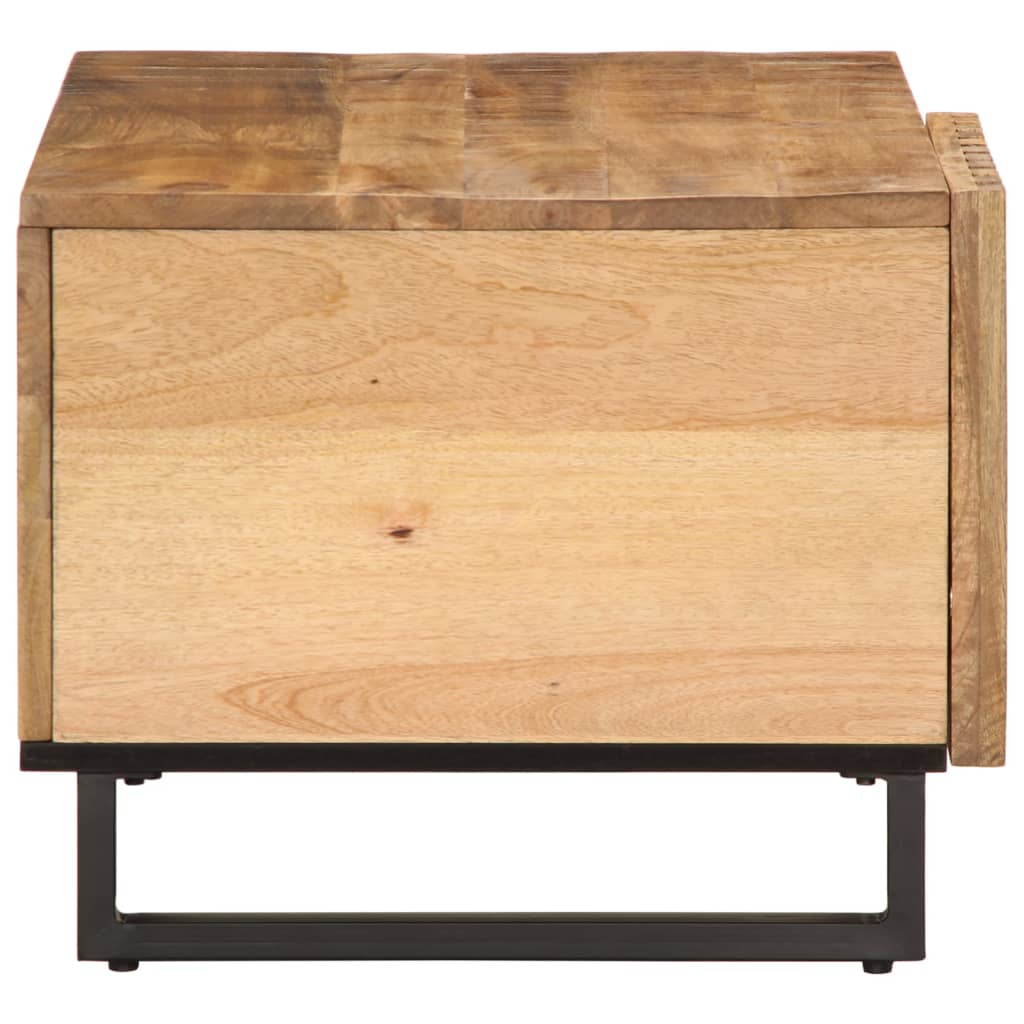 Mesa De Centro De Madera Maciza De Mango Rugosa 80x51x40 Cm_1