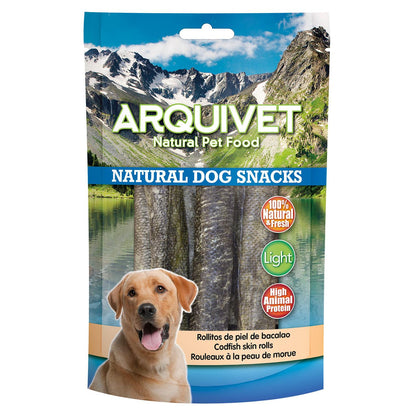 Rolos de pele de bacalhau natural Arquivet para cães 70 g