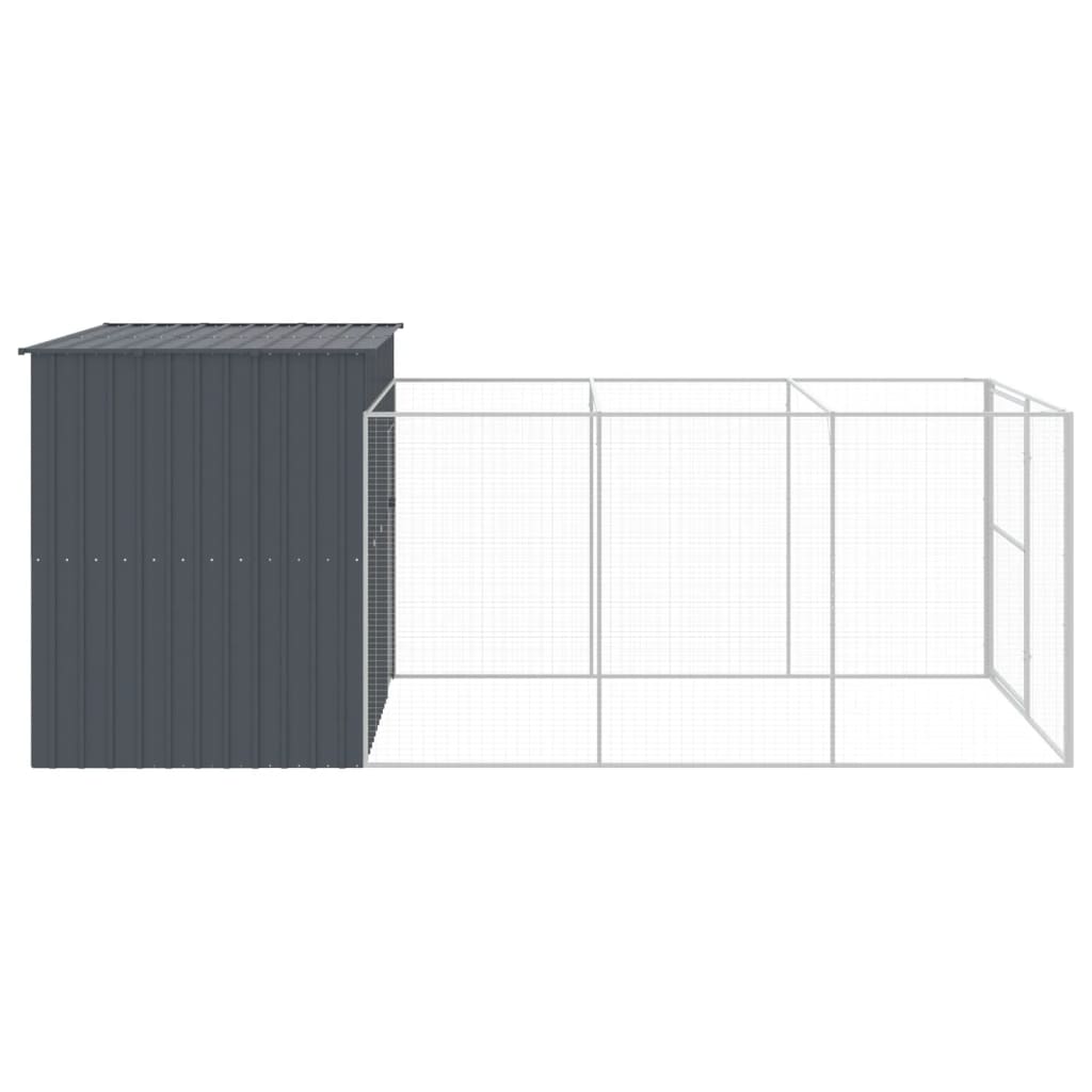 Caseta Perros Con Corral Acero Galvanizado Gris 214x457x181 Cm_3