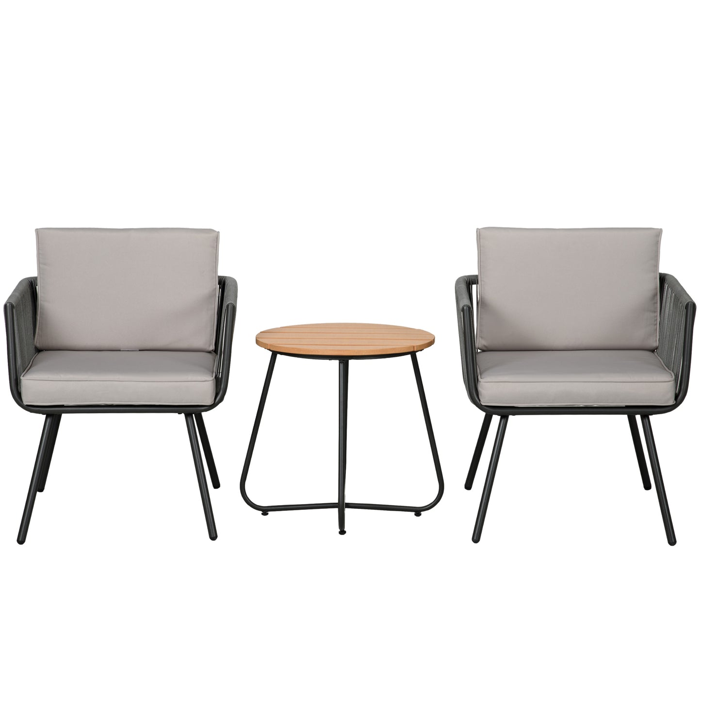 Outsunny Conjunto De Muebles De Jardín De Ratán Con 1 Mesa De Centro 2 Sillones_0