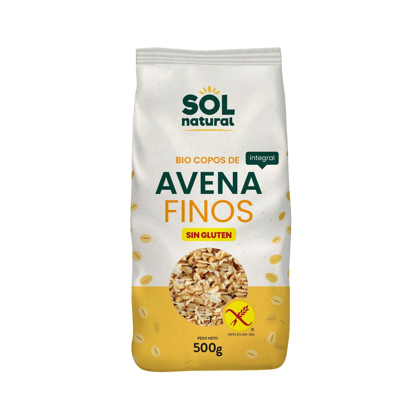 Flocos de Aveia Integral Finos Biológicos Sem Glúten Sol Natural 500g