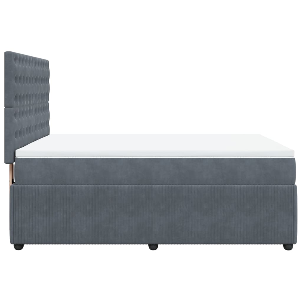 Cama Box Spring Con Colchón Terciopelo Gris Oscuro 140x190 Cm / Vetonek_2
