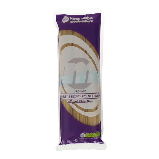 Noodles biológicos sem glúten de milho-miúdo e arroz integral em formato de esparguete King Soba 250 g