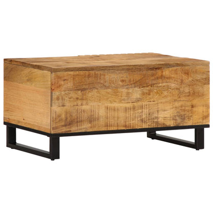Mesa De Centro De Madera Maciza De Mango Rugosa 80x51x40 Cm_2