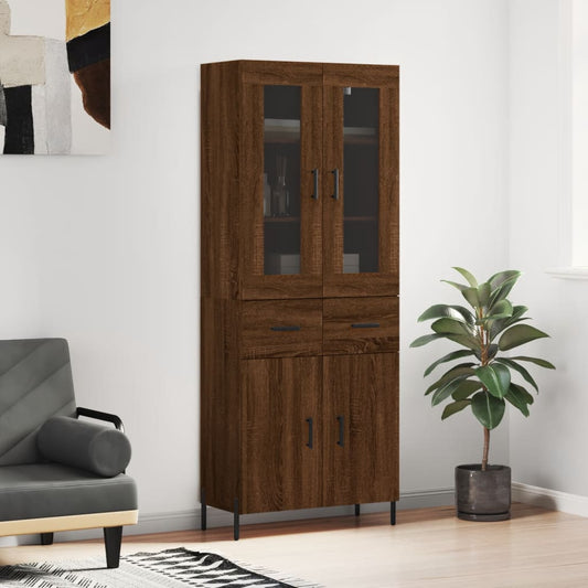 Aparador Alto Madera Contrachapada Marrón Roble 69,5x34x180 Cm_0