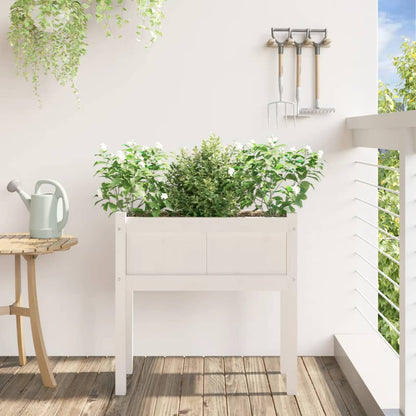 Jardinera Con Patas Madera Maciza De Pino Blanco 70x31x70 Cm_2