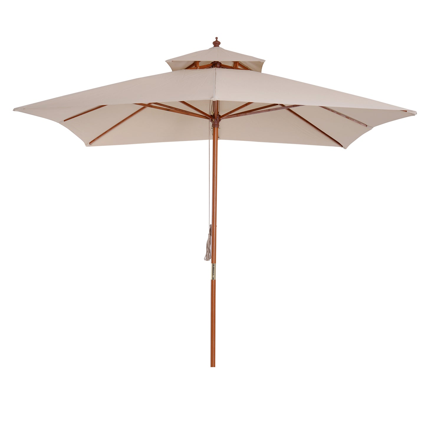 Outsunny Sombrilla De Jardín 3x3x3 M Con Doble Techo Sistema De Polea Beige_0