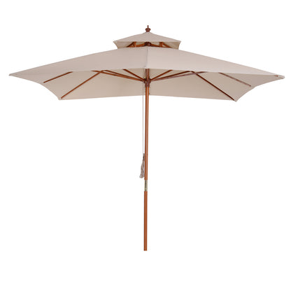 Outsunny Sombrilla De Jardín 3x3x3 M Con Doble Techo Sistema De Polea Beige_0