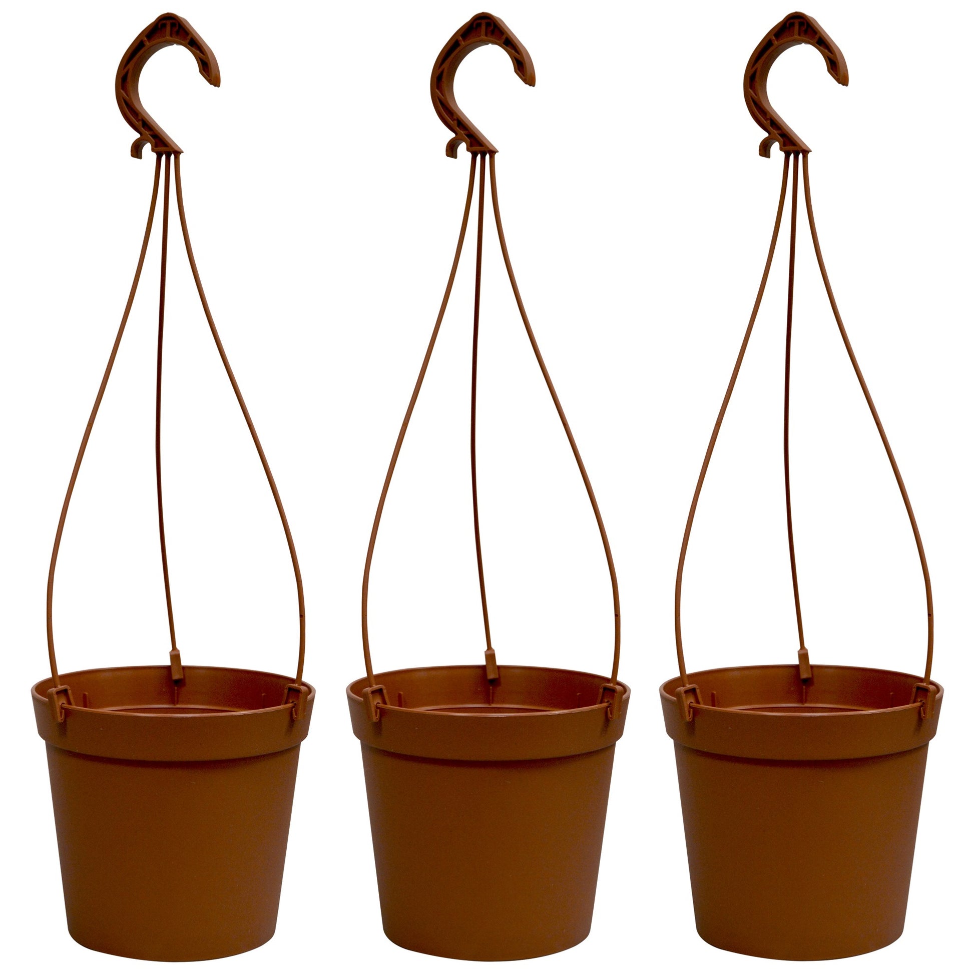 3 Macetas Cilíndricas Ø 14 Cm Con Ganchos, De Polipropileno Terracota_0