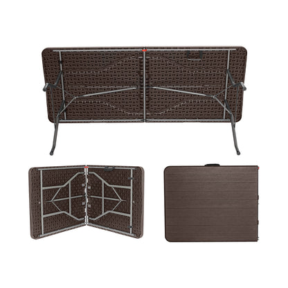 Mesa Plegable Rectangular Efecto Madera 180x74x74cm 7house_3