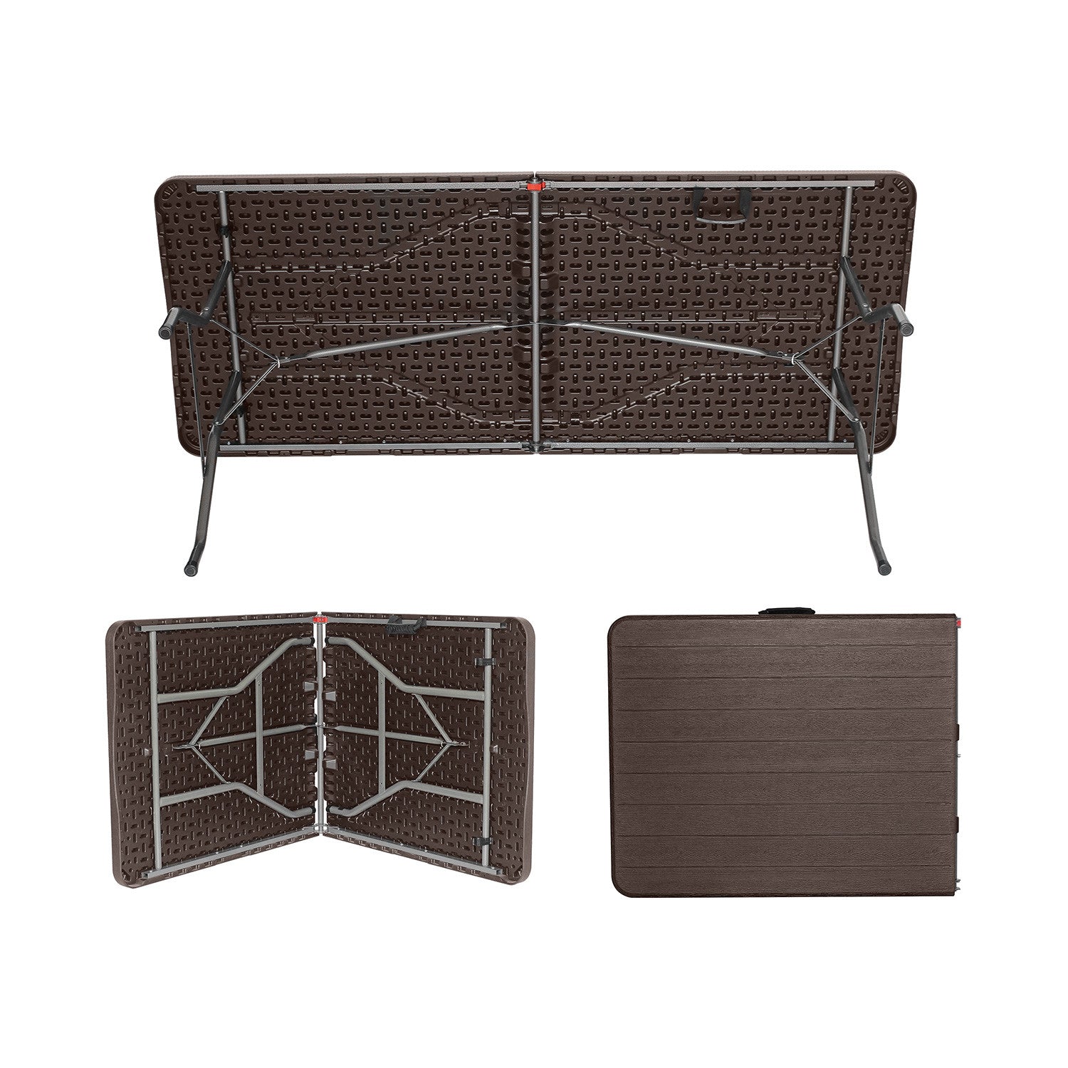 Pack 2 Mesas Plegables Rectangulares Efecto Madera 180x74x74cm 7house_3