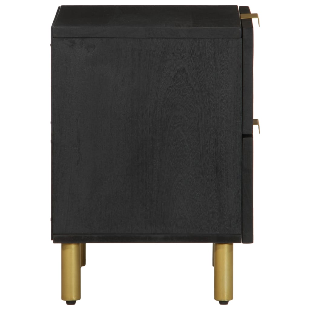 Mesitas De Noche 2 Uds Madera Maciza De Mango Negro 40x33x46 Cm_3