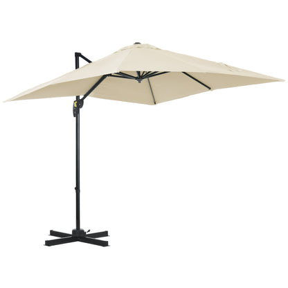Outsunny Sombrilla De Jardín De Aluminio 245x245x245 Cm Con Manivela Crema_0