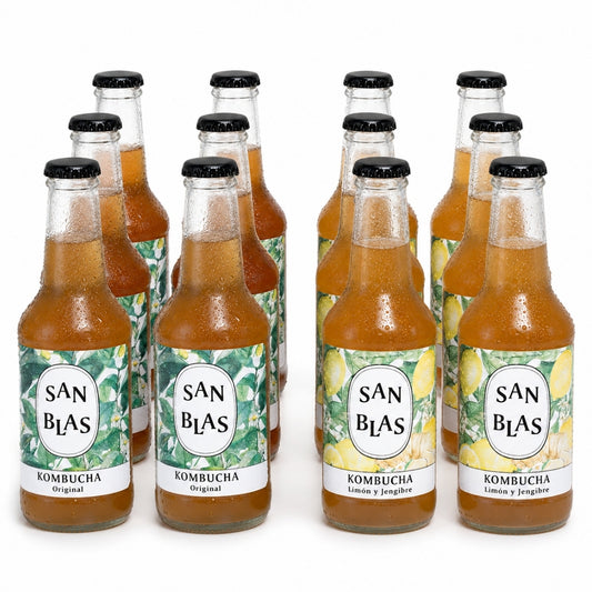 Kombucha Ecologica Artesana | Pack 12 Botellas X 250 Ml | Sin Pasteurizar | Original + Limón Y Jengibre_0