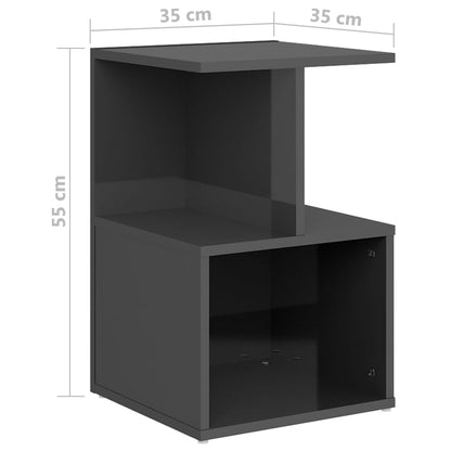 Mesita De Noche Madera De Ingeniería Gris Brillo 35x35x55 Cm_4