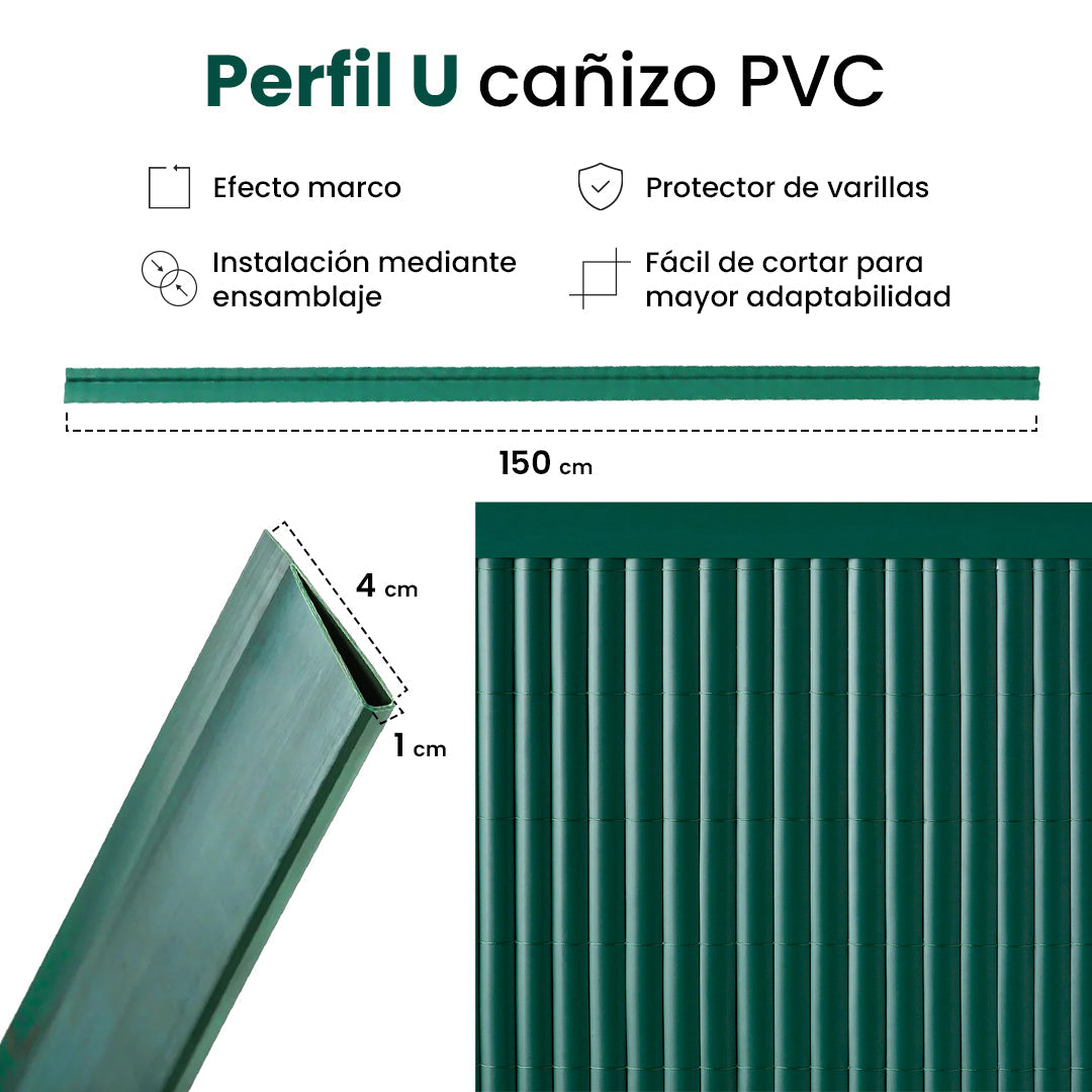 Perfil Remate «u» Cañizo Pvc Verde - Acabado Perfecto Unico / Multicolor_4