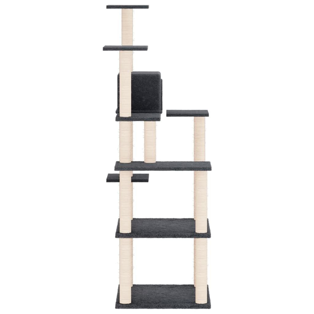 Vidaxl Rascador Para Gatos Con Postes De Sisal Gris Oscuro 153 Cm_3