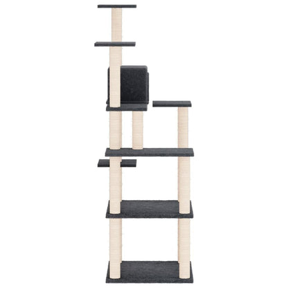 Vidaxl Rascador Para Gatos Con Postes De Sisal Gris Oscuro 153 Cm_3