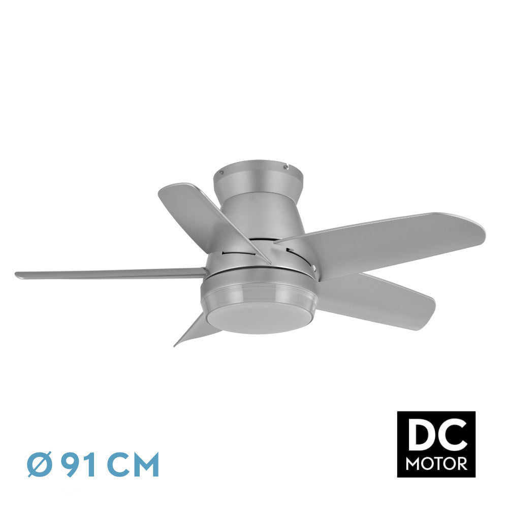 Ventilador Dc Neutron 24w 2400lm Plata 5 Aspas 91d 3000k,4500k,6000k, Remoto+temporizador+memoria_0